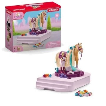 Figurine Cheval - Coffret de 54 Pièces - Accessoires de Pansage et Figurine - Cadeau pour Enfants dès 4 ans - schleich 42617 HORSE