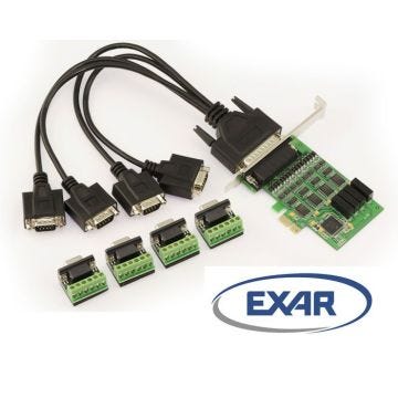 Carte contrôleur 4 Ports RS422 RS485 sur port PCIe avec Chipset EXAR XR17V354 - Avec borniers RS-422 RS-485