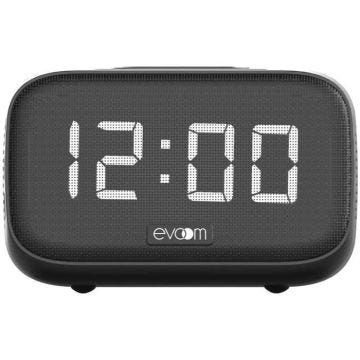 Réveil chargeur enceinte - EVOOM - EV304618 - Noir avec charge sans fil et enceinte intégrée