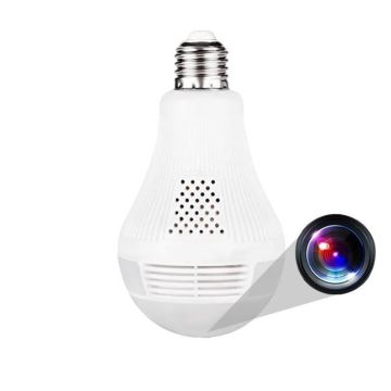 Ampoule Caméra Espion 360° Infrarouge HD Bidirectionnelle WiFi +SD 8Go +SD 128Go YONIS