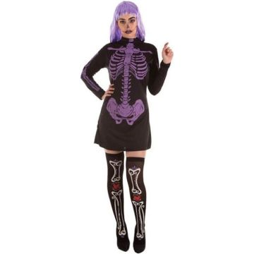 Déguisement femme - DisfraZZes - Purple Skeleton - Noir et Multicolore - Halloween
