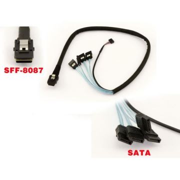 Cordon MiniSAS SFF-8087 vers 4x SATA + Sideband - Longueur 60cm