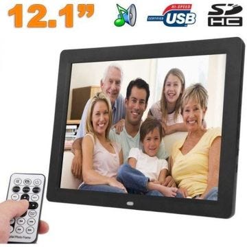 Cadre numérique 12.1 pouces photo Lecteur MP3 Carte SD USB Noir