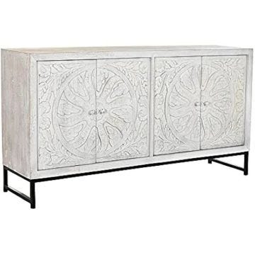 Buffet - DKD HOME DECOR - Métal Blanc - 2 Portes - 150x38x80 cm - Buffet Bas