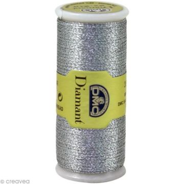 Fil à broder - DMC - Diamant - Argenté métallisé - 35 m - Viscose et Polyester métallisé