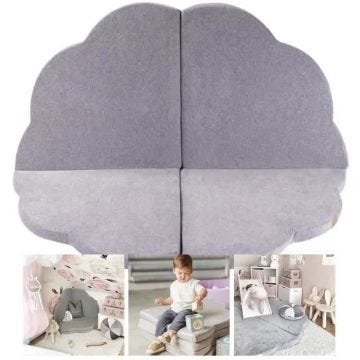 Tapis de jeu pour enfants MeowBaby 160x160 cm GRIS CLAIR - Matelas pliable nuage