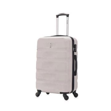 CELIMS - Valise Moyenne Taille de Voyage Soute Rigide à Roulettes Légère avec Serrure à Combinaison - 65cm, ABS, 4 Roulettes - Gris