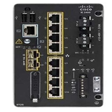 Commutateur géré 8 x 10/100/1000 + 2 x Gigabit SFP, montage sur rail DIN, alimentation DC.