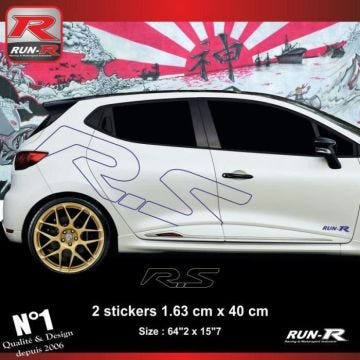 Lot de 2 stickers geant RS pour Renault Clio - Aufkleber adesivi - Marine - ADNAuto