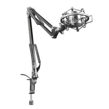 Trust Gaming GXT 253 Emita Bras Micro Articulé, Perche avec Rotation 360°, Pied Support Microphone PC Gaming avec Câble Intégré