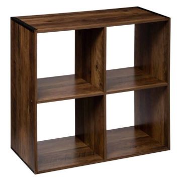 5five - étagère 4 cases indus "mix n modul" effet bois foncé
