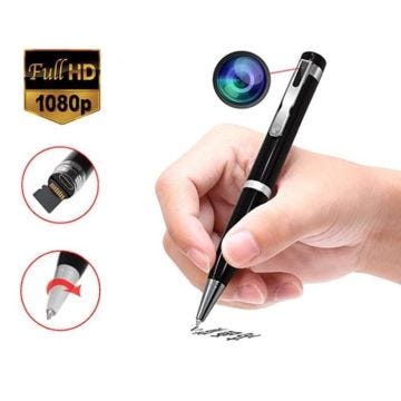 Stylo Espion Caméra Full HD 1080P Appareil Photo Enregistrement Sonore SD Noir +SD 32Go - YONIS