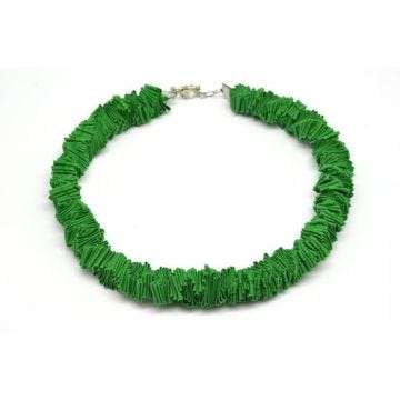 Collier ethnique Petit modèle Tissu vert - Siyalu Vert
