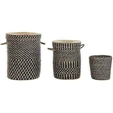 Ensemble de paniers - DKD Home Decor - Standard - Noir - Fibre naturelle - 45x45x56 cm