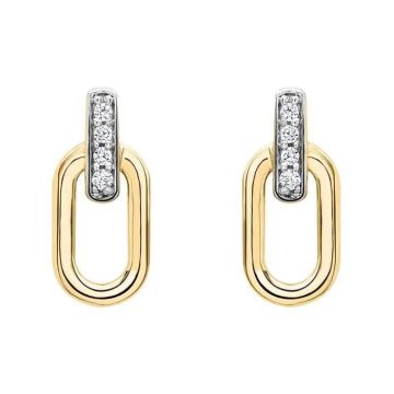 Boucles d'oreilles femme - BRILLAXIS - Boucles d'oreilles Brillaxis ovales or oxydes - Couleur de la matière:Blanc et Jaune