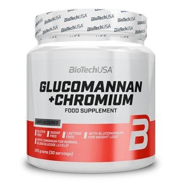 Réducteur d'appétit BioTech USA - Glucomannan + Chromium - Saveur neutre 225g
