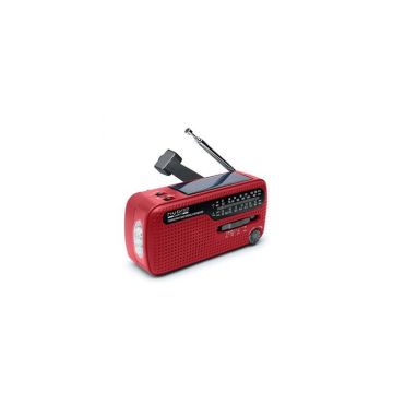 Radio portable - Muse - MH-07 - Rouge - Alimentation solaire - Lampe torche 3 LED