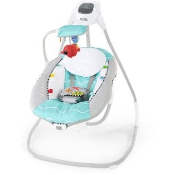 BABY EINSTEIN Balancelle Ocean Explorers, légère et compacte, siège pivotant à 180°, jouets inclus, modèle Curious Comfort
