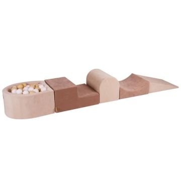 MeowBaby® Aire De Jeux en Mousse ECRU-Beige 4 éléments avec piscine à balles 57x45x30cm Blanc/Beige