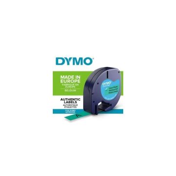 DYMO LetraTag rubans Plastique 12mm x 4m Noir/Vert (compatible avec DYMO LetraTag LT100H)