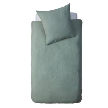 Parure de lit "Lili" en gaze de coton 140x200cm - Vert - Atmosphera createur d'interieur