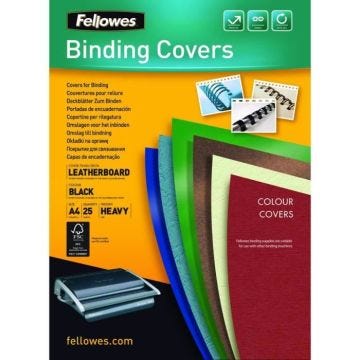 Couvertures - FELLOWES - DELTA - Cuir grainé 250g - A4 - Noir
