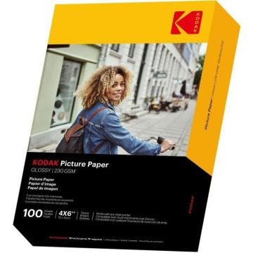 KODAK 9891164 - 100 feuilles de papier photo 230g/m², brillant, Format A6 (10x15cm), Impression Jet d'encre