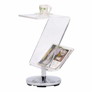 DKD Home Decor Table Porte-revues Transparent Acrylique Métal Argenté (30 x 33 x 55 cm) - 8424001855643