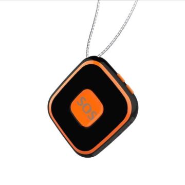 Traceur GPS - YONIS - Mouchard avec bouton SOS - Autonomie - Pour enfants et personnes âgées - Noir Orange