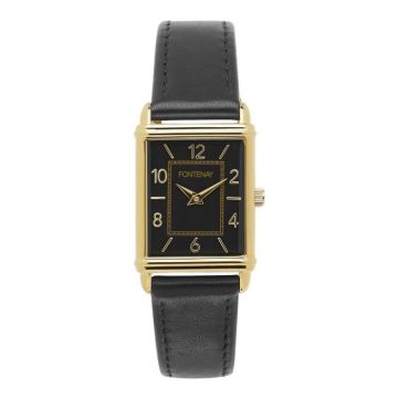 Montre femme bracelet cuir - Fontenay - Montre femme Fontenay Angie rectangulaire cuir noir