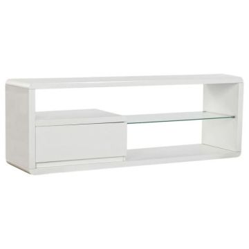 DKD Home Decor Meubles de télévision Blanc Verre MDF (140 x 50 x 40 cm) - 8424001880645