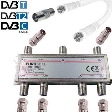 TronicXL 6 prises IEC de distribution d'antenne Répartiteur TV Câble adaptateur câble TV 6 il dvbc dvbt2 p. ex. pour unitymedia