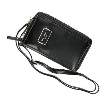 Sacoche Portefeuille à bandoulière Retrò - Gallantry Paris - Noir - Femme - Synthétique - Zippée