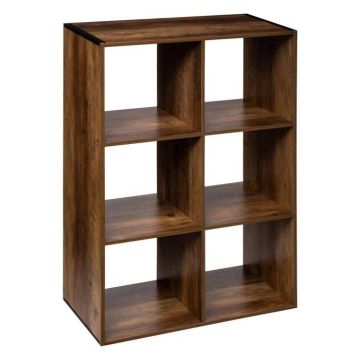 5five - étagère 6 cases indus "mix n modul" effet bois foncé