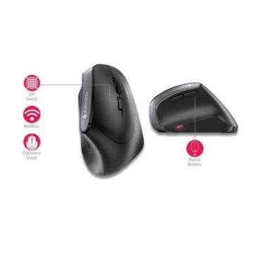 Souris ergonomique pour gauchers CHERRY MW 4500 LEFT - Optique - 6 boutons - Sans fil - Noir