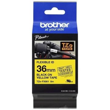 Ruban encreur flexible - BROTHER - TZEFX661 - Jaune - 36 mm - 8 m