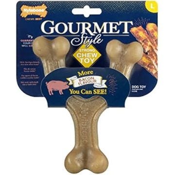 Jouet pour Chien - NYLABONE - Force Maximale - Nylon Durable - Saveur de Lard - Grand Taille