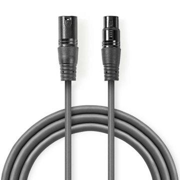 Câble Audio XLR Symétrique XLR Mâle à 3 Broches - XLR Femelle à 3 Broches 10 m Gris