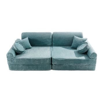 MeowBaby® Esthétique - Canapé en Velours Côtelé Premium pour Enfants turquise