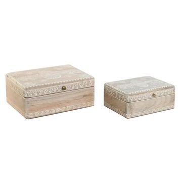 boîte à bijoux 25,5 x 20 x 10,5 cm naturel bois de manguier (2 unités)