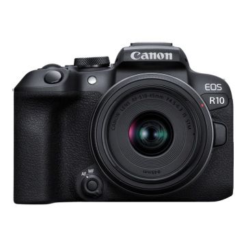 Canon appareil photo hybride eos r10 + rf-s 18-45mm f4.5-6.3 is stm + bague ef-eos r