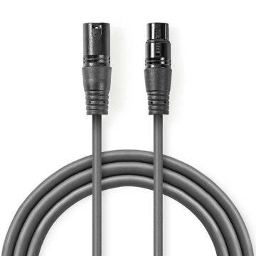 Câble Audio XLR Symétrique XLR Mâle à 3 Broches - XLR Femelle à 3 Broches 15 m Gris