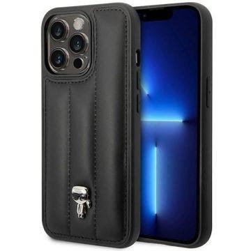 Karl Lagerfeld Puffy Ikonik Pin Coque pour iPhone 14 Pro (Noir) - 3666339077730