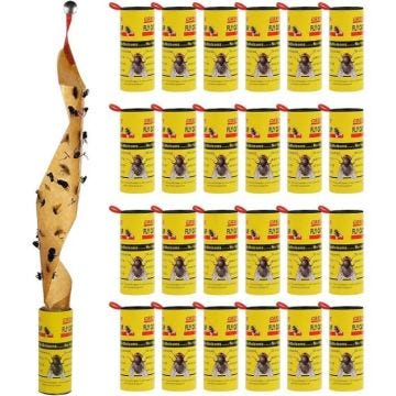 24 Attrape Mouche, Rouleaux de Papier Tue-Mouches, Papier Tue Mouche Interieur, Rubans Attrape Mouches, Papier Tue Mouche pour Les