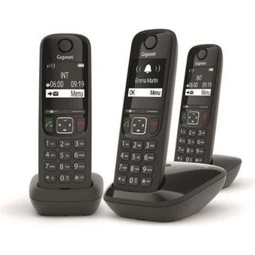 Téléphone Fixe AS690 Trio Noir - GIGASET - Mains-libres performant HSP™ - Blocage d'appels efficace