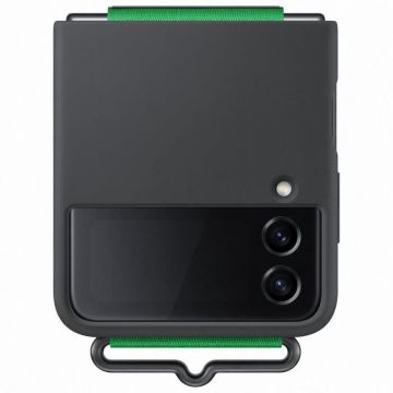 Coque silicone avec lanière SAMSUNG Galaxy Z Flip4 noir