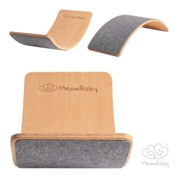 Planche d'équilibre Balance Board MeowBaby 80x30 cm Montessori en contreplaqué de hêtre gris