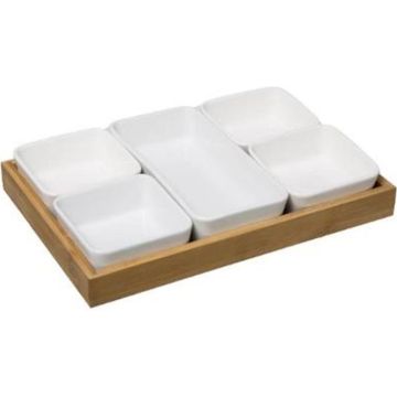 Set Apéritif 6 Pièces "Bambou" 28cm Naturel Beige