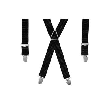 GASPARD Bretelles Homme Larges - Fabrication artisanale en FRANCE - Pois Noir et Blanc - Taille ajustable jusqu'à 130 cm