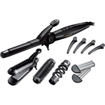 Multistyler 5en1 - Remington S8670 Lisse, Boucle, Ondule, Spirale, Gaufre - 4 embouts interchangeables, pinces à cheveux, mallette